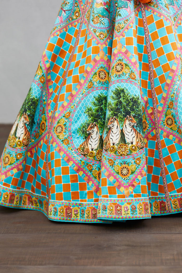 Animal print lehenga skirt