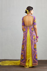 Backless purple printed blouse