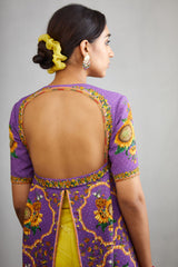 digital printed backless purple blouse from Torani