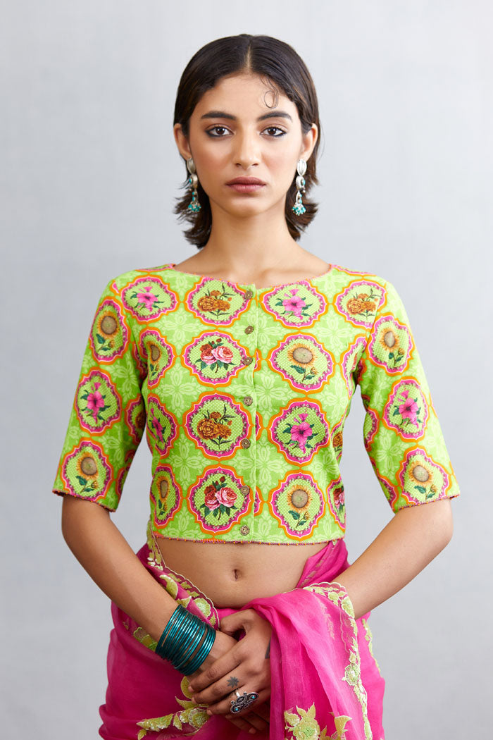 Round neck printed Long blouse 