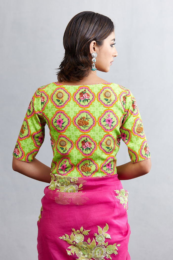 Green printed blouse from Torani India
