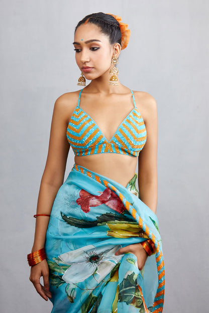 Designer Blue striped bralette