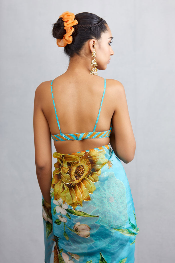 Firoza Silk Organza Abani Saree