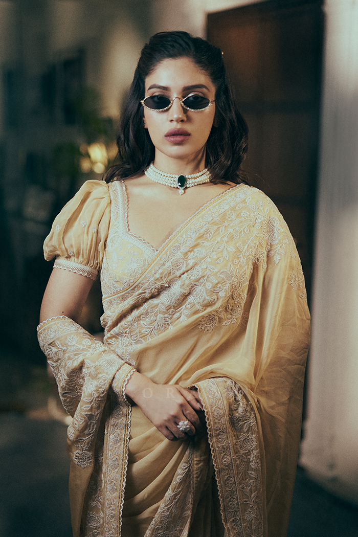 Bhumi Pednekar in our Mradu Haimanti Saree Set