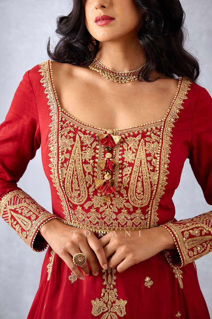 Heavy Bridal Anarkali Set with wide Embroidery border