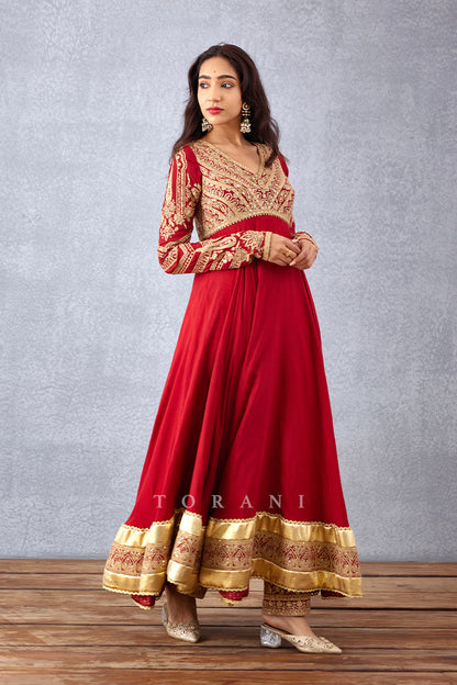 Embroidered Anarkali set with Dori Embroidery &amp; Hand Adda Work