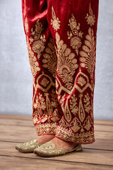 Wedding wear Red Kurta set with heavy embroidered pant