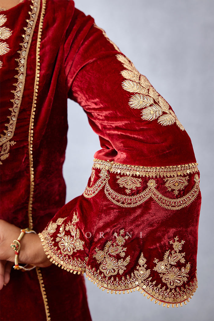 Wedding wear Red Kurta set with full sleeves