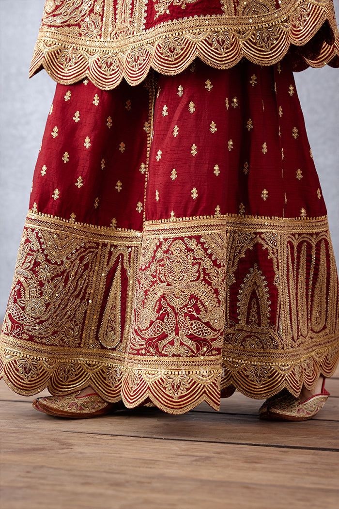Bridal wear Sharara Set in Raw Silk & Butterfly Net