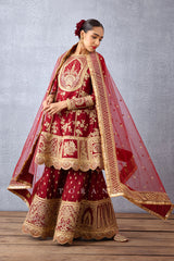 Bridal wear Sharara Set in luxurious Raw Silk