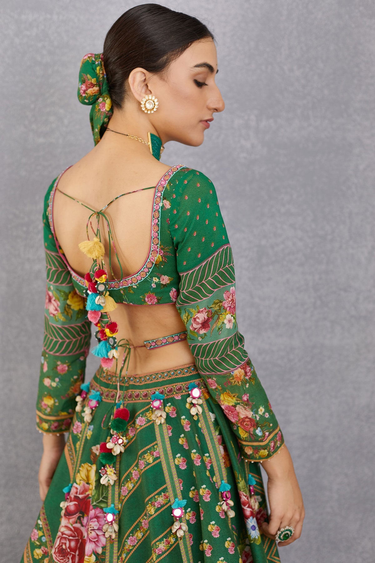 Amandeep Gill in our Panna Waheeda Lehenga Set &amp; Demitri in our Panna Gulfam Bandi Set