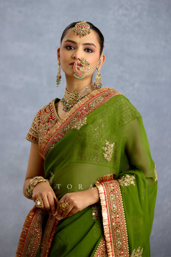 Nauhari Sabz Mumtaz Saree