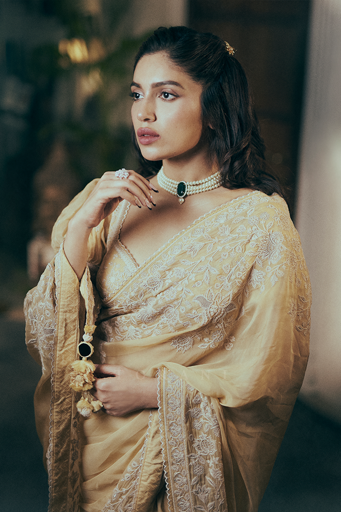 Bhumi Pednekar in our Mradu Haimanti Saree Set