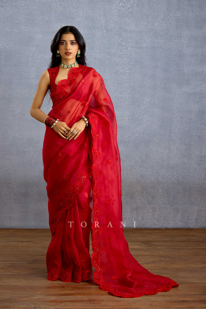 Surkh Nitya Saree