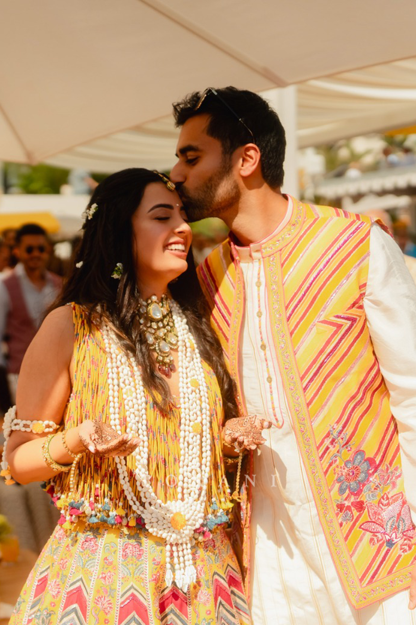 Sarina &amp; Lavine in our Boho Baagh Lehenga Set and Sunehra Chaand Bandi Set