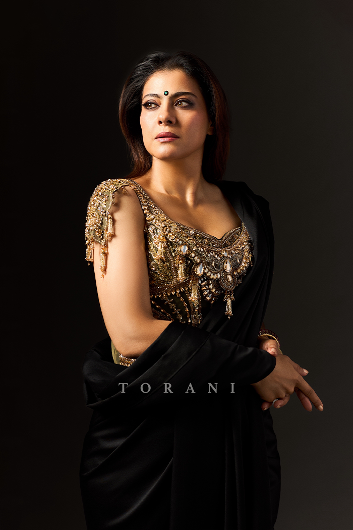 Kajol Devgan in our Siyaahi Rudrika Saree Set