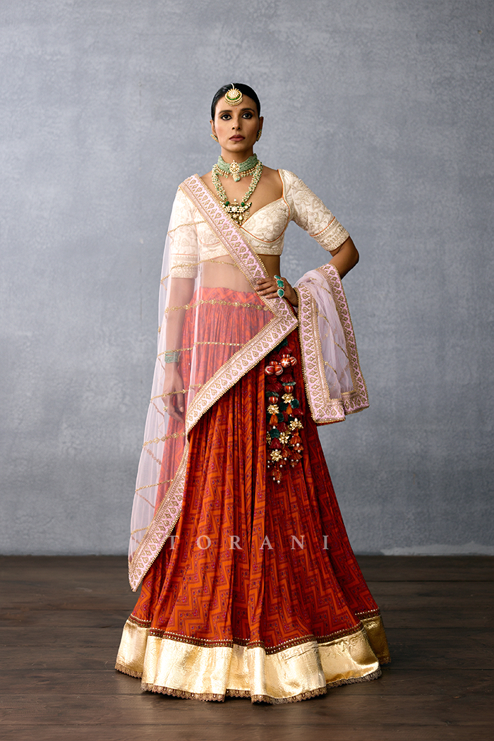 Gerua Girnar Maniki Lehenga Set