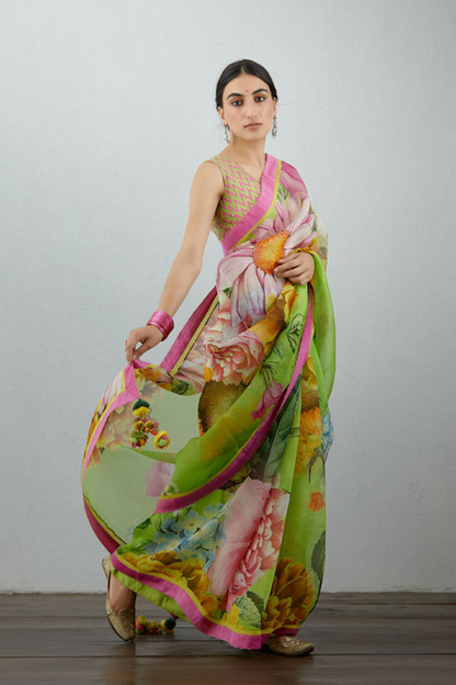 Digital printed Organza SAREE