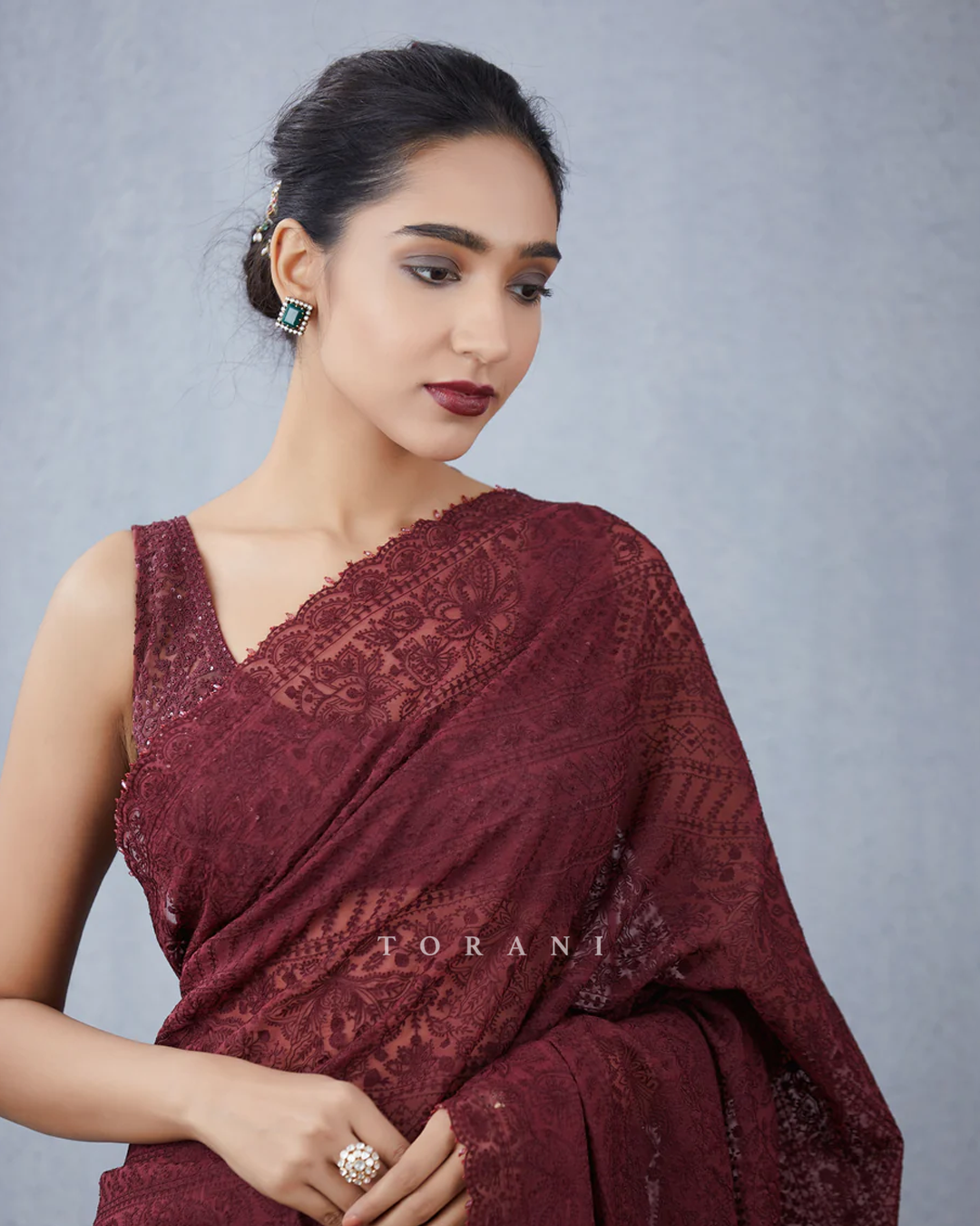 Mahogany Iravati Saree