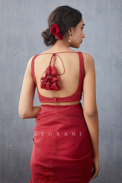 Jacqueline Fernandez in our Surkh Farrin Nida Saree Set