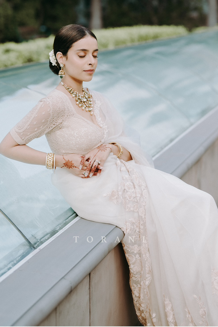 Varalika Dev in our Swetah Oshma Organza Saree Set