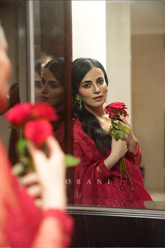 Radhika Madan in our Surkh Farrin Saree Set