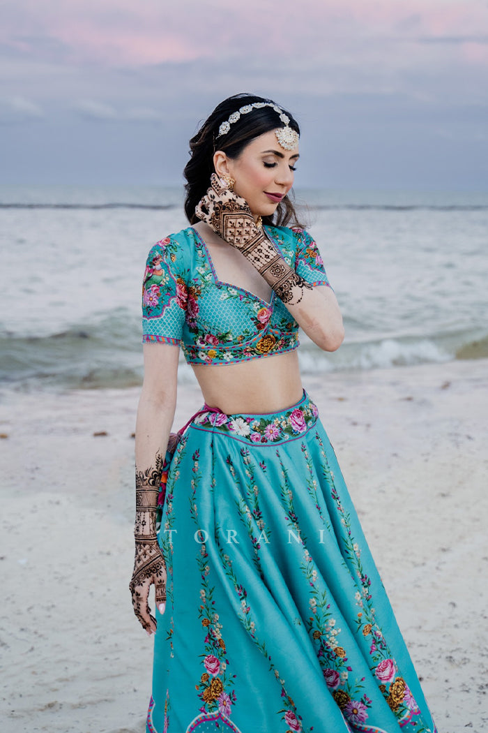 Sapna Deroche In Our Firoza Arshneer Lehenga Set