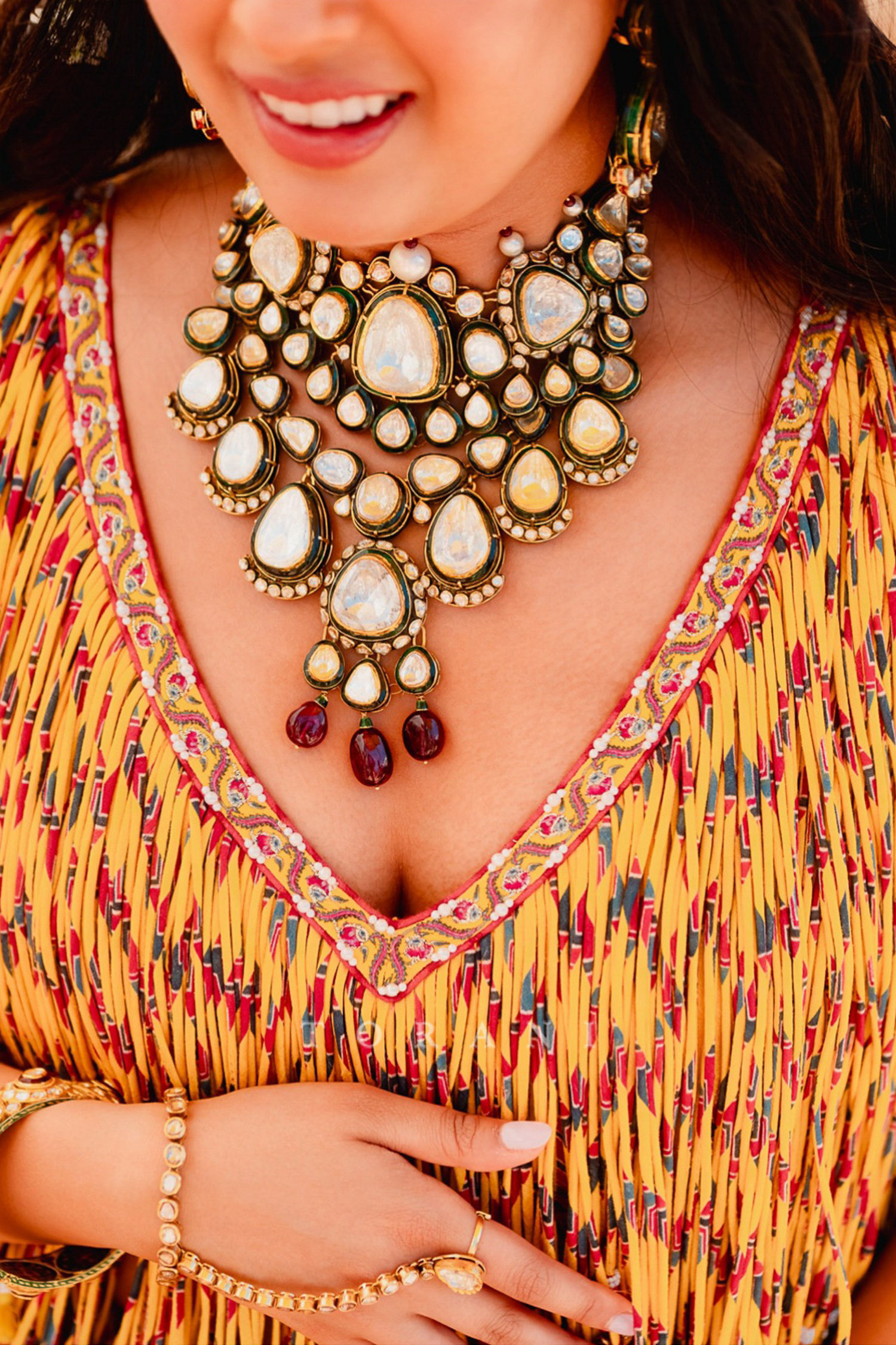 Sarina &amp; Lavine in our Boho Baagh Lehenga Set and Sunehra Chaand Bandi Set