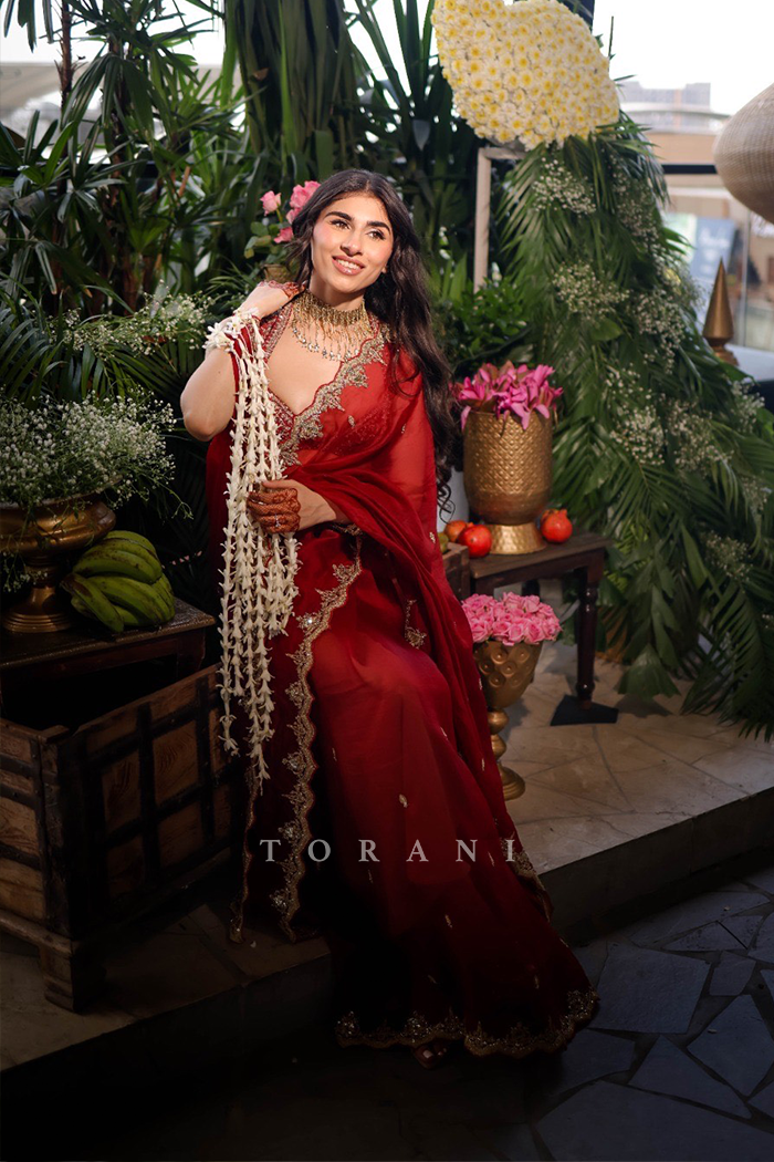 Janvi Vishanwani in our Sindoori Nayantara Lasika Saree Set