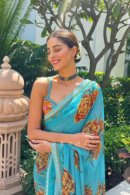 Ananya Panday in our Firoza Raasika Saree Set