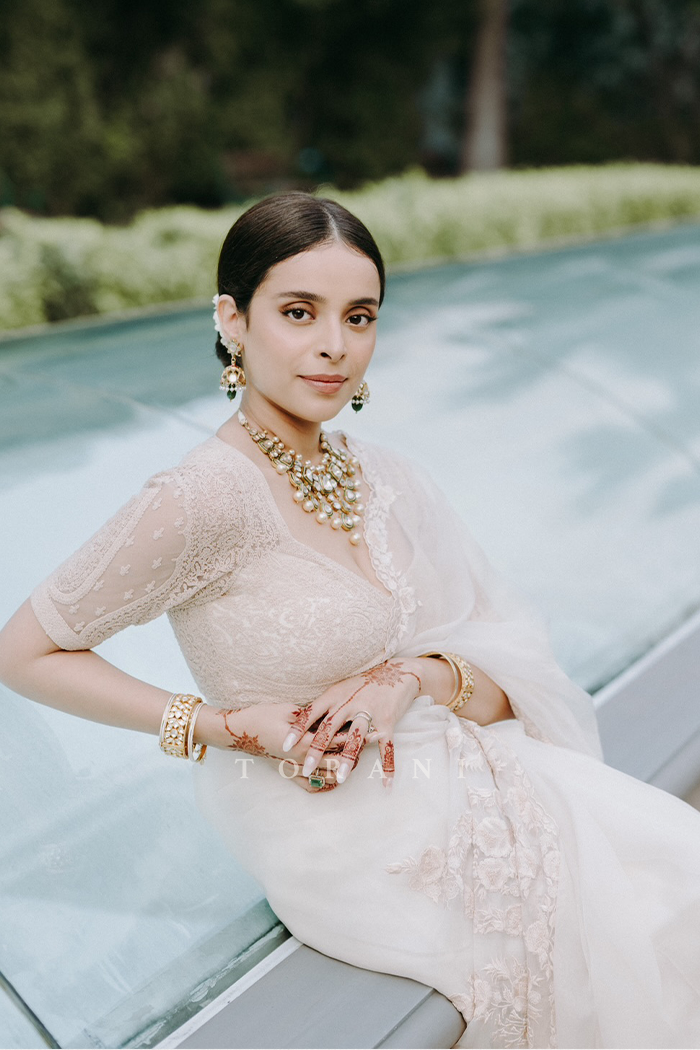 Varalika Dev in our Swetah Oshma Organza Saree Set