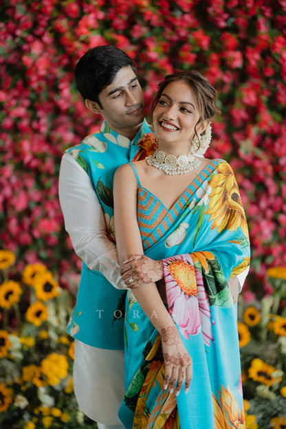 Sucheta &amp; Her Partner in our Custom Firoza Set