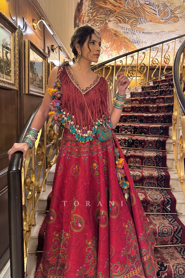 Meenu Gandhi in our Dil Surkh Afri Lehenga Set