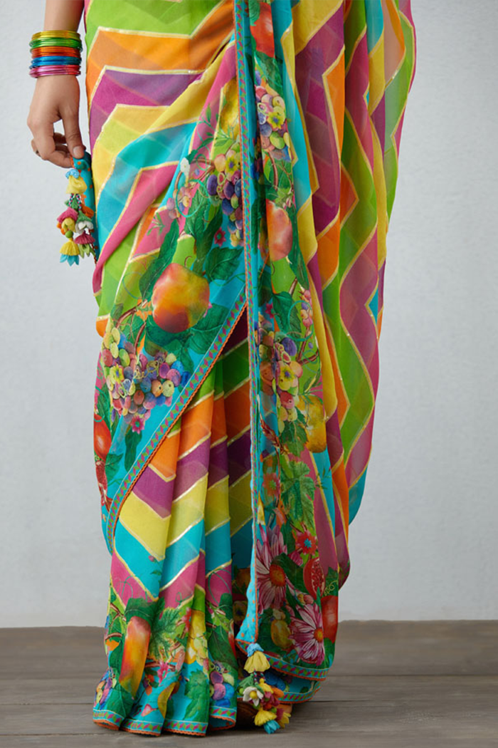 Partywear Multicolor georgette saree