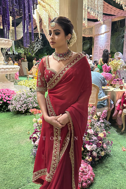 Tanya Ghavri in our Shamse Lasika Poshaki Saree Set
