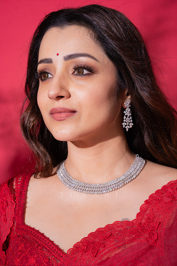 Trisha Krishnan in our Surkh Ela Meher Passa Saree Set