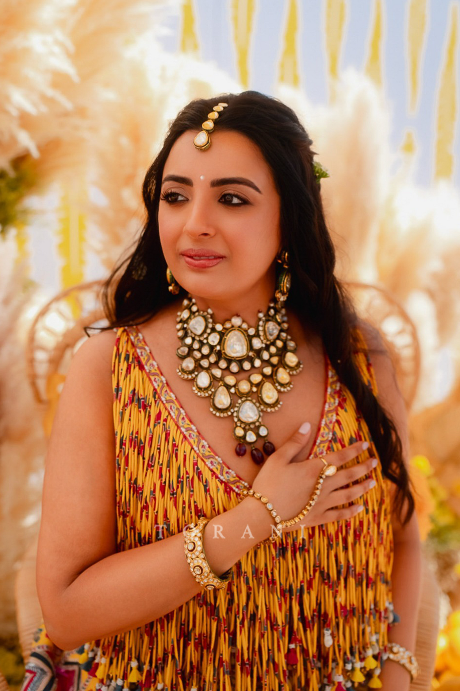 Sarina &amp; Lavine in our Boho Baagh Lehenga Set and Sunehra Chaand Bandi Set