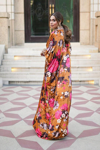 Sumaiyya in Aftaabi Baruni Makhmal Long Kaftan from Torani India