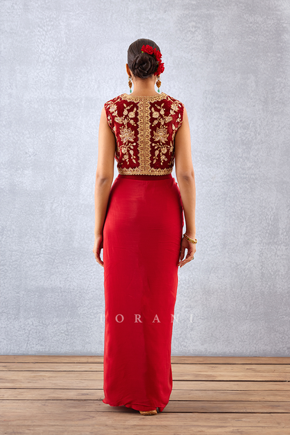 Sindoori Gurneet Dhoti Set back view