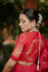 Kajol wearing Torani's red Embroidered bridal lehenga set