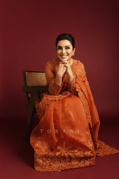Tisca Chopra In Our Narangi Advika Saree Set