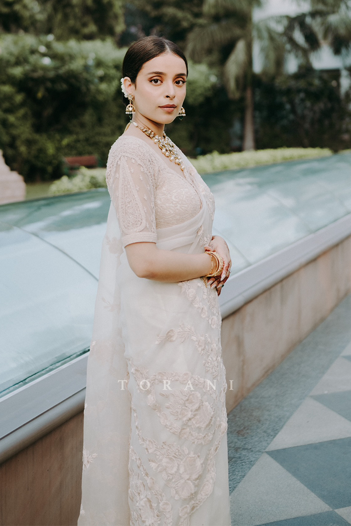 Varalika Dev in our Swetah Oshma Organza Saree Set