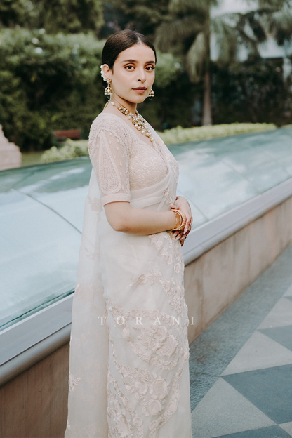 Varalika Dev in our Swetah Oshma Organza Saree Set