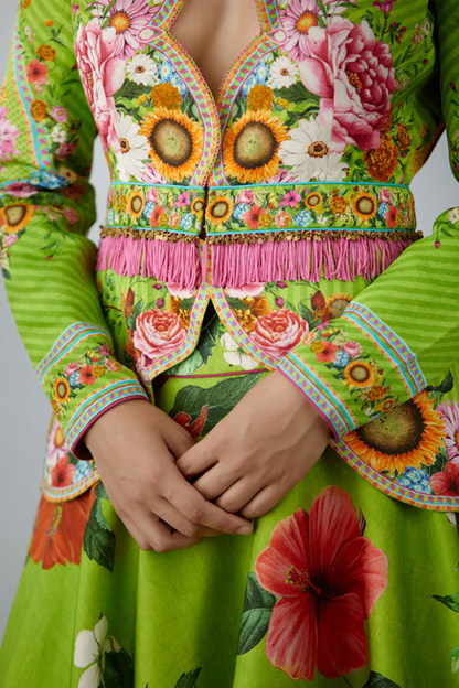 digital printed full sleeve blouse for lehenga