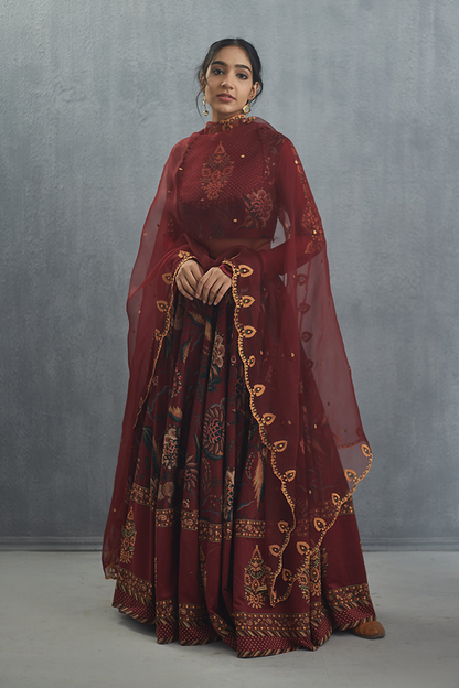 Sanobar Bindu Aari Waraq Lehenga  Set