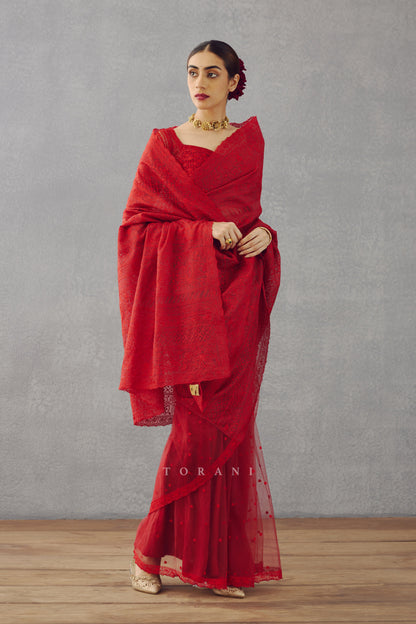Surkh Iravati Saree