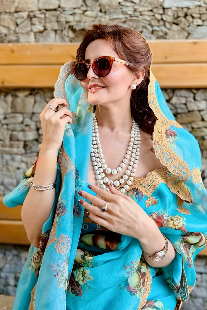 Ish Kaur In Our Firoza Nanki Saree Set