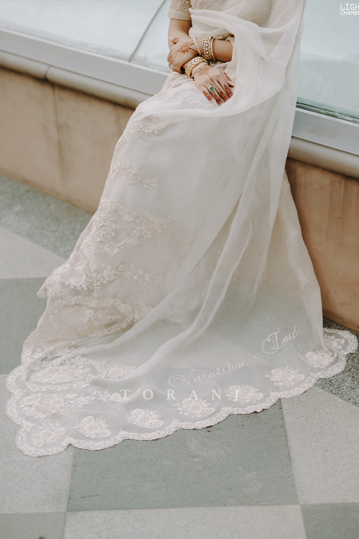 Varalika Dev in our Swetah Oshma Organza Saree Set