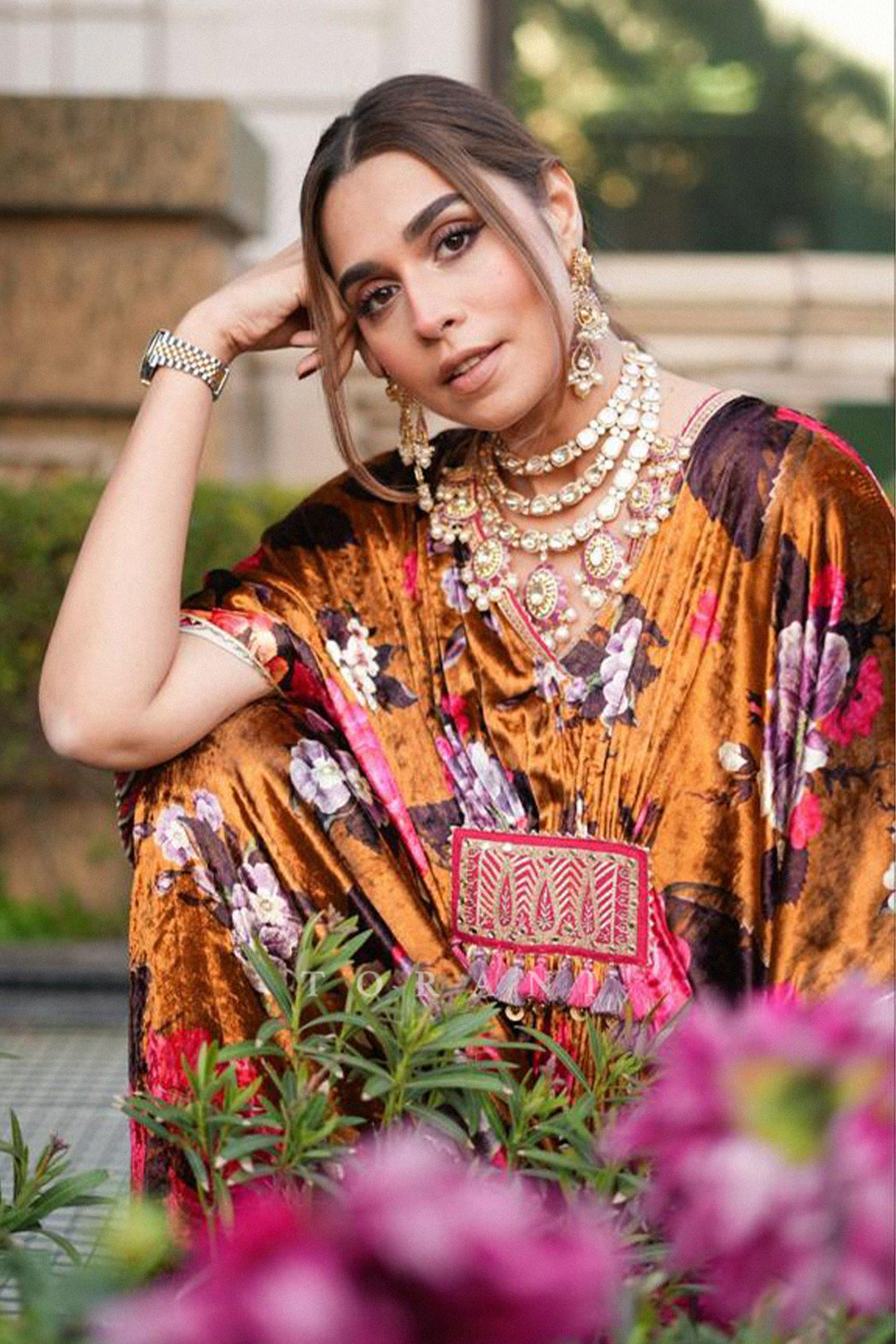 Sumaiyya in Silk velvet Kaftan from Torani