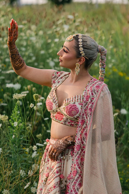 Reena Bola in our custom Kasturi Waheeda Lehenga Set